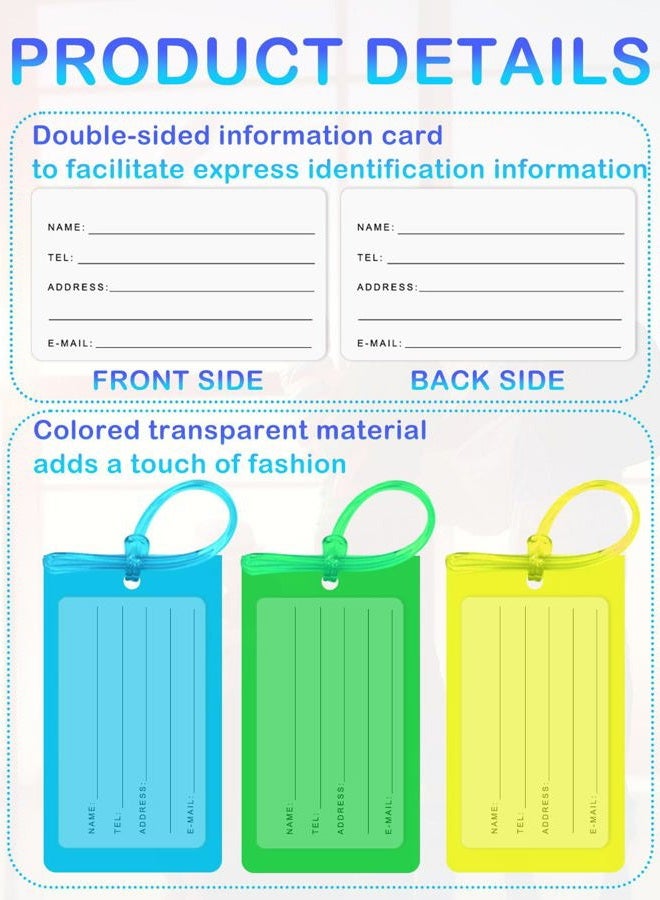 CUTEABC Luggage Tags for Suitcases,5 Pack Luggage Tags for Cruise Ship Essentials for Airplane Travel(Blue/Green/Yellow/White/Black) - Image 3