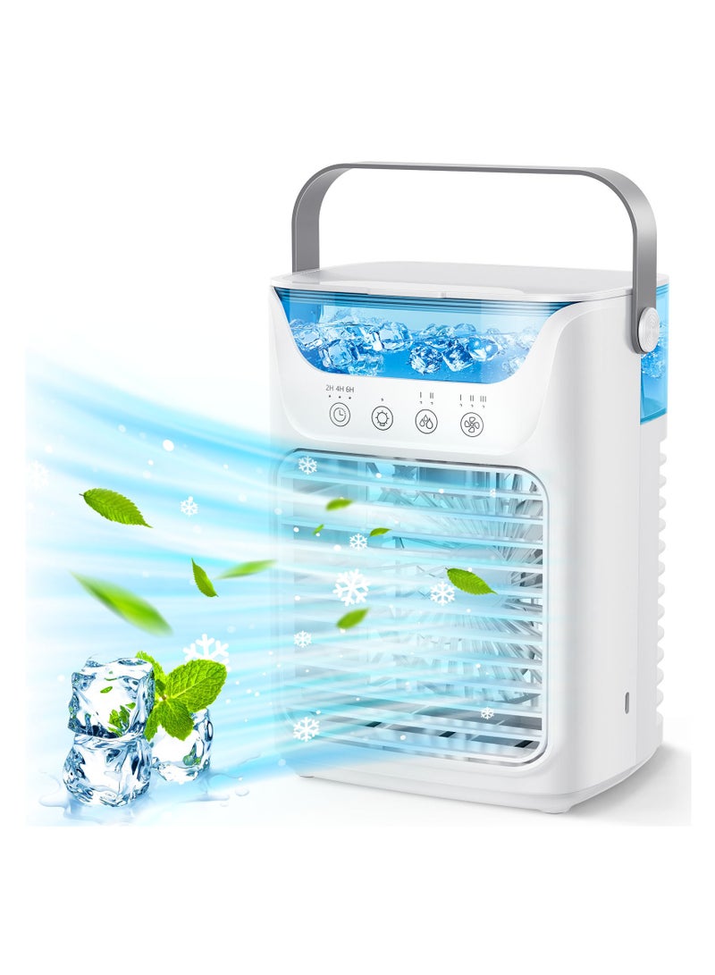 SYOSI Portable Air Conditioners, 3 Wind Speeds and 7 LED Lights Evaporative Personal Air Cooler, 4 in 1 Portable AC with 650ml Large Water Tank, Mini Air Conditioner for BedroomCarHomeCampingRoom - Image 1