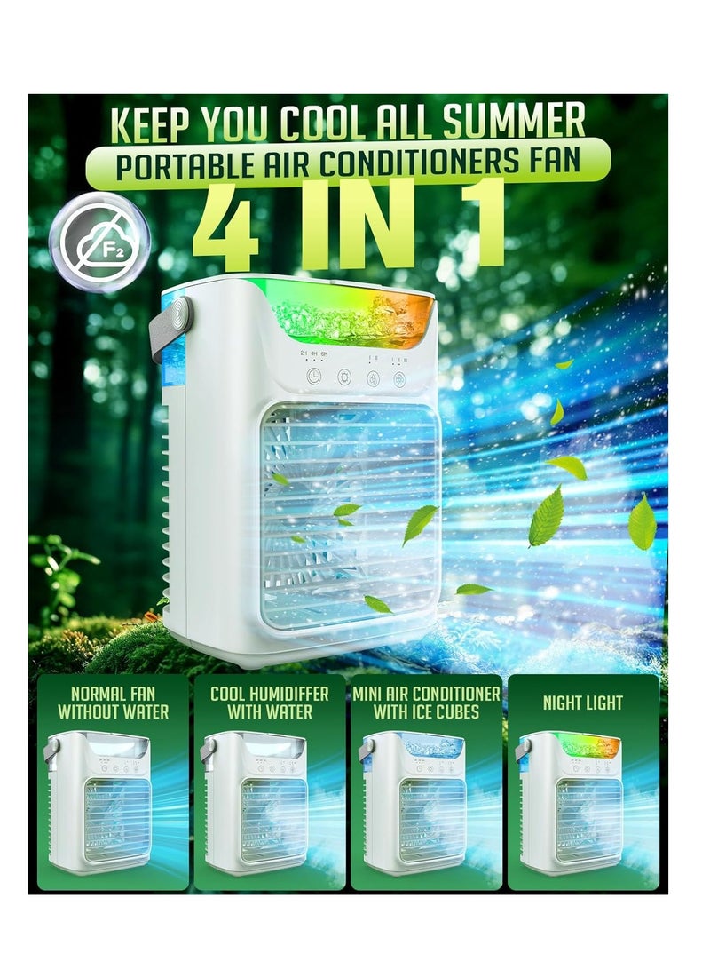 SYOSI Portable Air Conditioners, 3 Wind Speeds and 7 LED Lights Evaporative Personal Air Cooler, 4 in 1 Portable AC with 650ml Large Water Tank, Mini Air Conditioner for BedroomCarHomeCampingRoom - Image 5