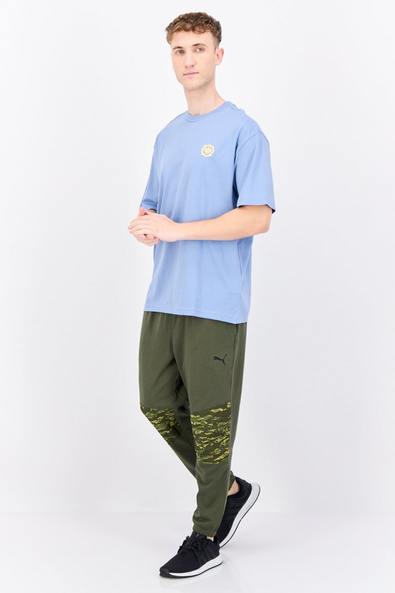 PUMA تي شيرتات رجالية بأكمام قصيرة ومريحة، لون أزرق فولاذي - Image 4