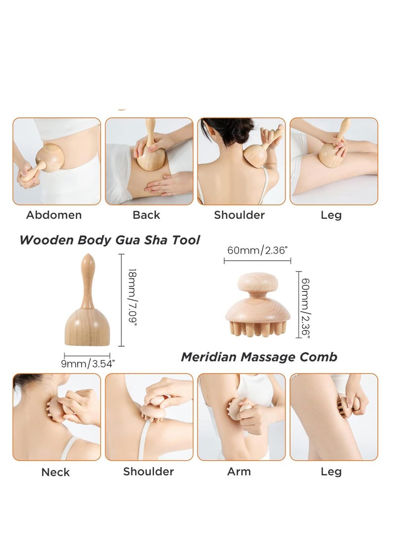 MJZ 6 Pieces Wood Massage Tools,  Wood Therapy Kit Maderoterapia Kit, Wood Massager Roller, Wood Gua Sha Roller, Manual Wooden Fascia Massage for Release Cellulite Muscle, Blasting Pain, Relief Body Sculpting Tools, Lymphatic Drainage Massager  - Image 5