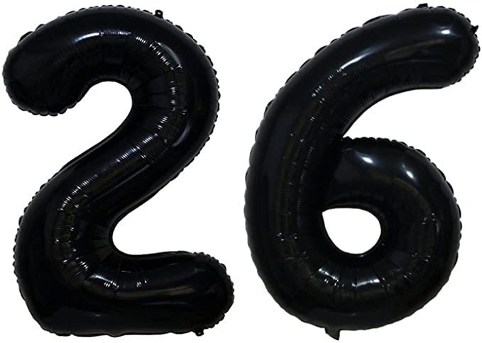 flavouredlove 16 inch Twenty-six Foil Number Air or Helium Balloon Party Decoration Black Pack of 1 | 26 Year No. Balloons Birthday/Anniversary (Black Number 26) - Image 5