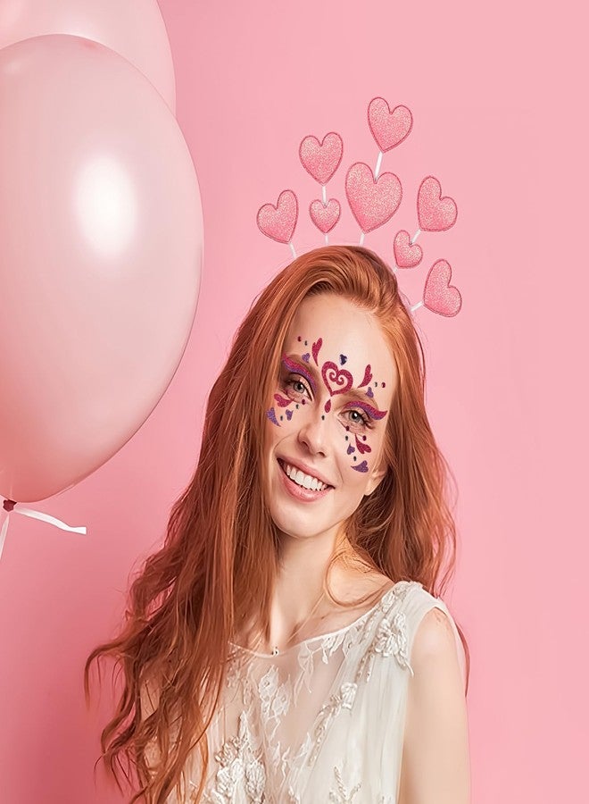 Jacnkb Valentine Face Gems Face Jewels Stickers Red Love Heart Lip Self Adhesive Eye Body Face Nail Hair Crystal Rhinestones for Makeup Festival Glitter Face Art Decor 2Sheets (style6) - Image 5