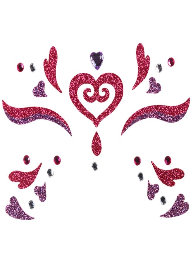Jacnkb Valentine Face Gems Face Jewels Stickers Red Love Heart Lip Self Adhesive Eye Body Face Nail Hair Crystal Rhinestones for Makeup Festival Glitter Face Art Decor 2Sheets (style6) - Image 4
