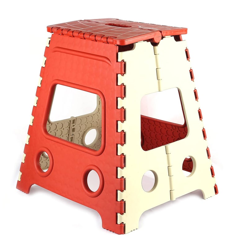 GOCART WITH G LOGO Foldable Step Table Stool with HandleNonSlip Folding Step Stool for Kids Toddlers Teens Adults Old Age Bathroom Kitchen Convenient Usage QuikFold Step StoolRed - Image 1