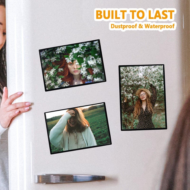 Mingting Magnetic Picture Frame  Holds 5X7 Inches Pictures  Reusable Black Magnet Fridge Photo Sleeves for Refrigerator  Locker Office Cabinet (Black  6) (6Pcs) - Image 4