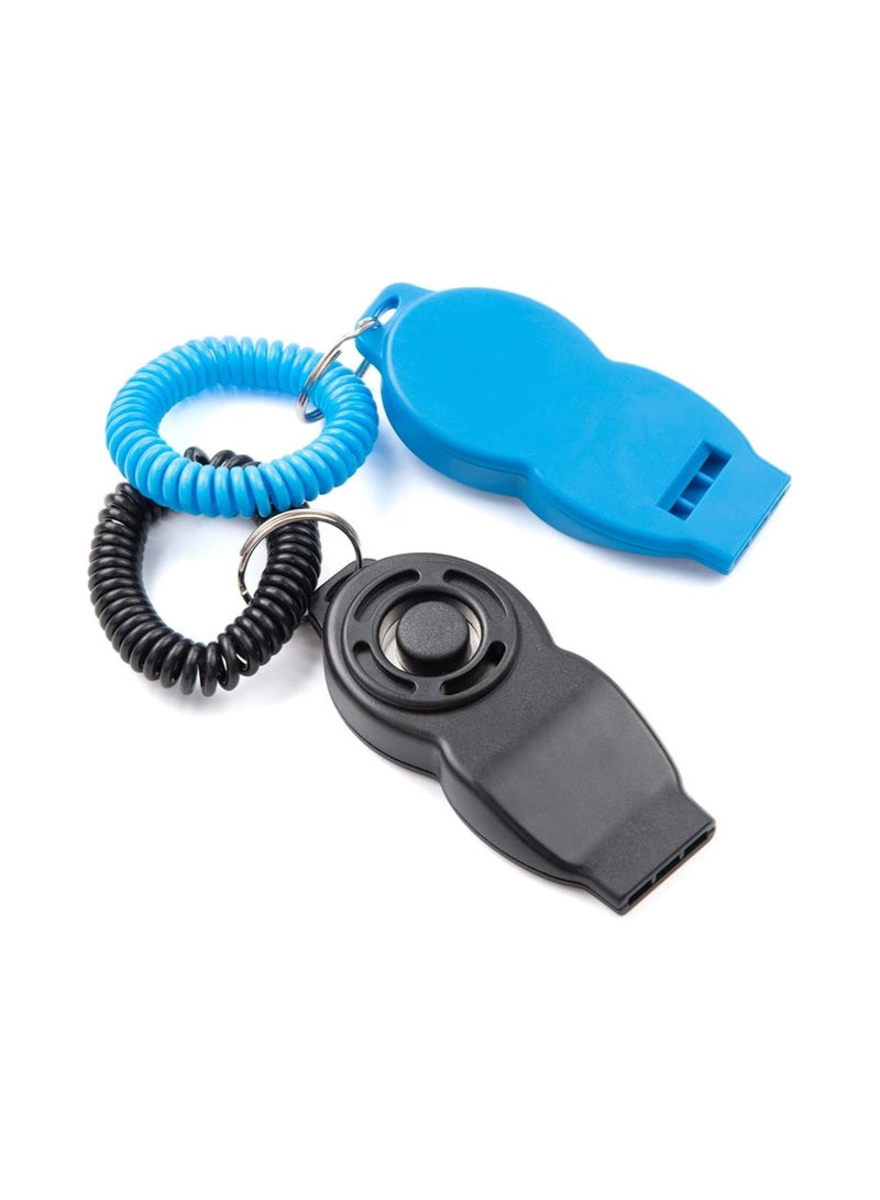SYOSI Dog Clicker with Whistle and Wrist Strap, Clicker Training for Dogs Cats Puppy Birds, Pet Training Clickers 2 PCS (Blue/Black) - Image 2