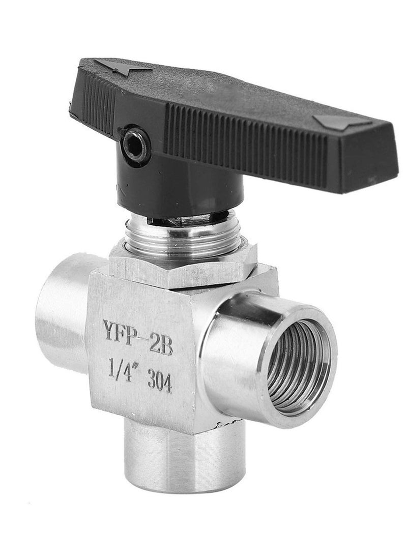 Ball Valve Thread Stainless Steel Valve 3 Way Stainless Steel Ball Valve BSPP Female Thread Valve Air Tube Hand Valve for Water Gas Oil Fuel Etc Pipe Flow Control BSPP 1/4inch - Image 3
