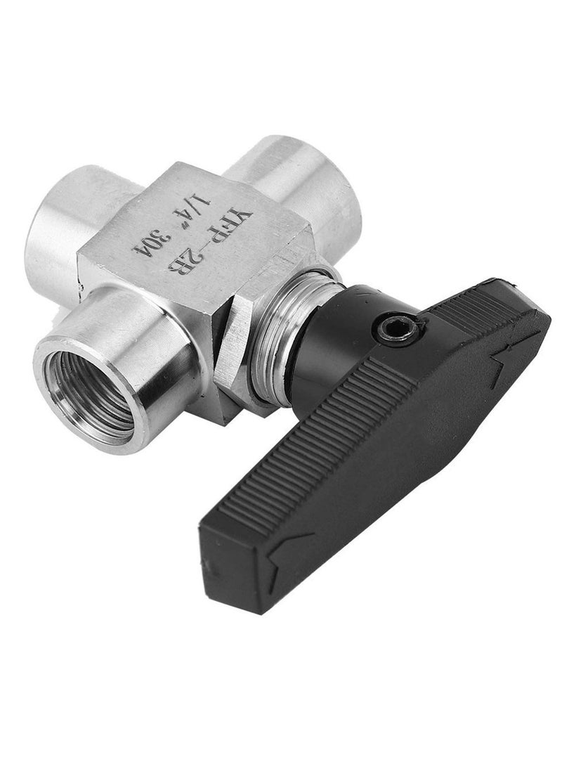 Ball Valve Thread Stainless Steel Valve 3 Way Stainless Steel Ball Valve BSPP Female Thread Valve Air Tube Hand Valve for Water Gas Oil Fuel Etc Pipe Flow Control BSPP 1/4inch - Image 5