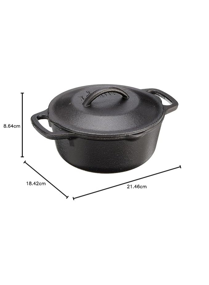 Lodge Cast Iron dutch oven, 1 Quart (Black, Painted, 2.02kg) - Image 2