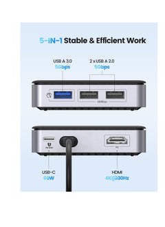 KASTWAVE 5 in 1 USB C Hub, USB C Docking Station with 4K HDMI, 60W PD Charging, USB Port 5 Gbps, 2 USB Port 480Mbps, Type C Multiport Adapter for Laptop  - Image 2