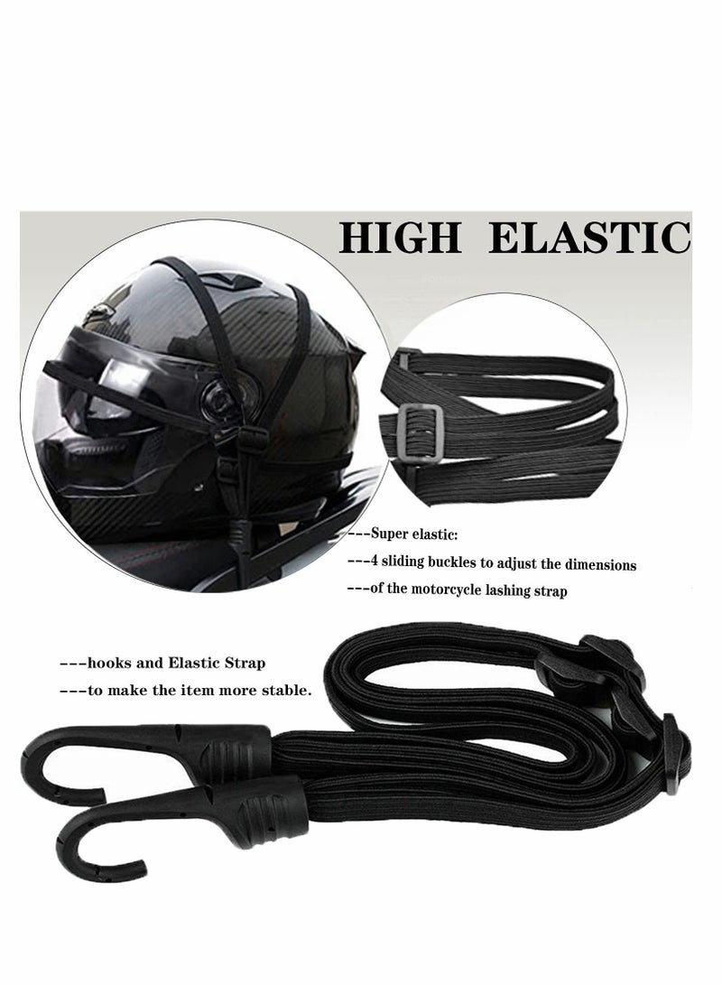 Excefore Motorcycles Mesh Helmet Rope, Black Helmet Rope Motorcycle Strength Retractable Helmet Luggage Elastic Rope Strap with 2 Hooks, 60cm/2Pcs - Image 3