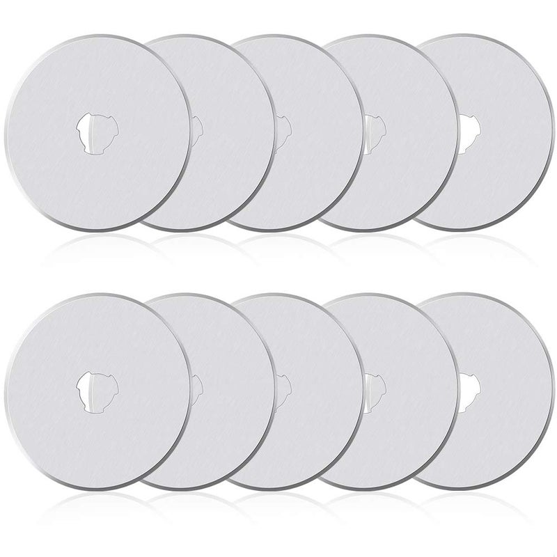 ZMAAGG 10Pcs 45mm Rotary Cutter Blades for Rotary Cutter, Rotary Cutter Replacement Blades Includes Plastic Blade Storage Case, Rotary Cutter Replacement for Quilting Fabric, Paper, Leather - Image 1
