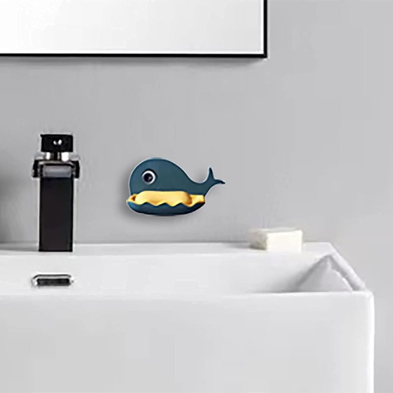 Evilia Ecom Draining Double Layers Fish Shape Plastic Adhesive Waterproof Wall Mounted Bar Soap Dish Holder Organizer Rack for Bathroom Kitchen and Shower - Image 5