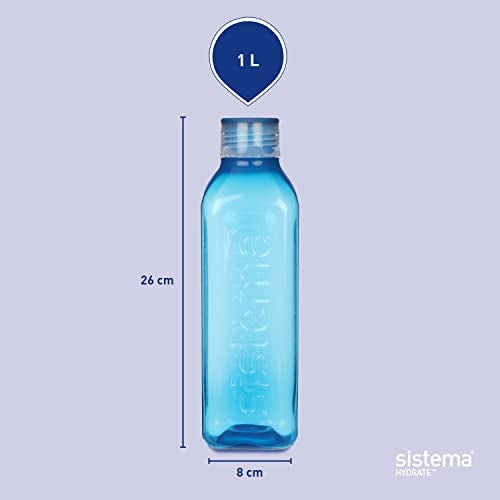 Sistema Square Water Bottles | 1L | Leakproof Kids Water Bottles | BPA-Free | Ocean Blue & Minty Teal | 2 Count - Image 5