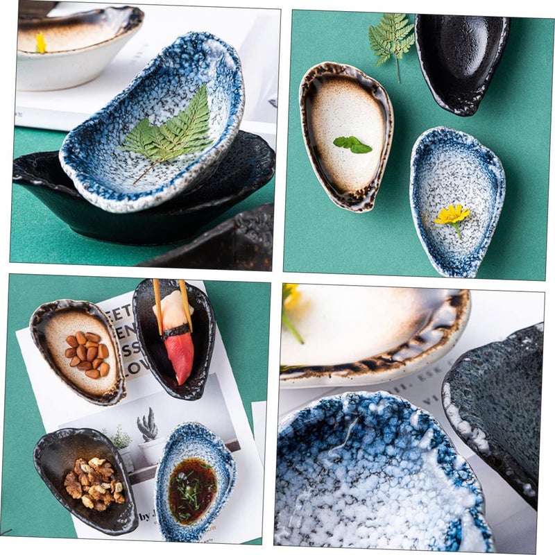 Ceramic Seasoning Dish 13.3X8CM Dipping Bowl with Nonslip Base Durable Blue Condiment Plate For Soy Sauce Vinegar And Appetizers Compact Design Space Saving - Image 4