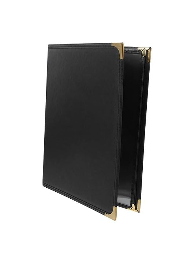 Black PVC Menu Holder Water Oil Resistant Desk Cover Protector for Hotel Restaurant - Image 1