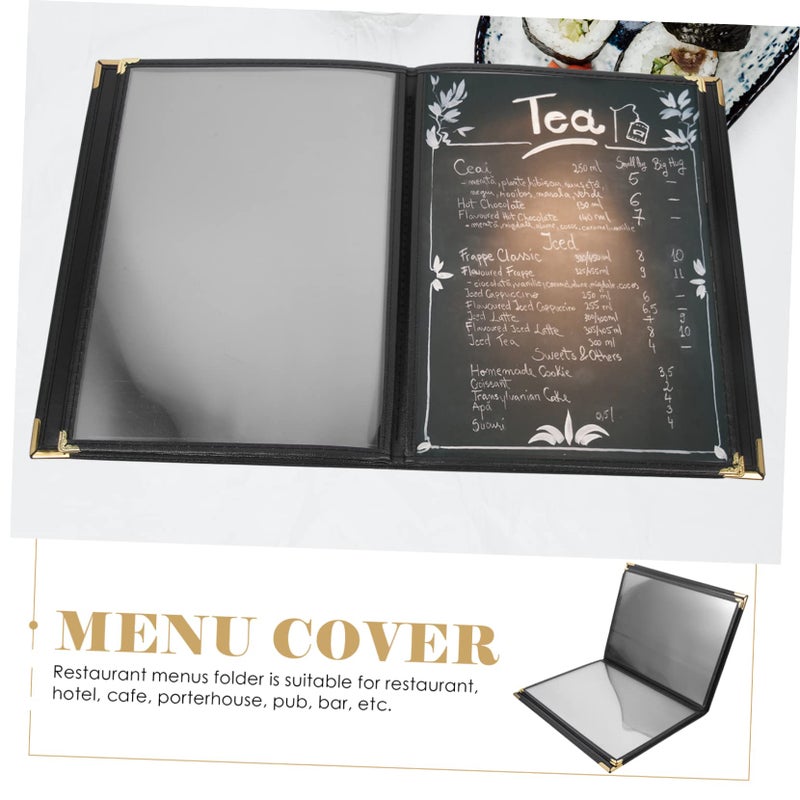 Black PVC Menu Holder Water Oil Resistant Desk Cover Protector for Hotel Restaurant - Image 5