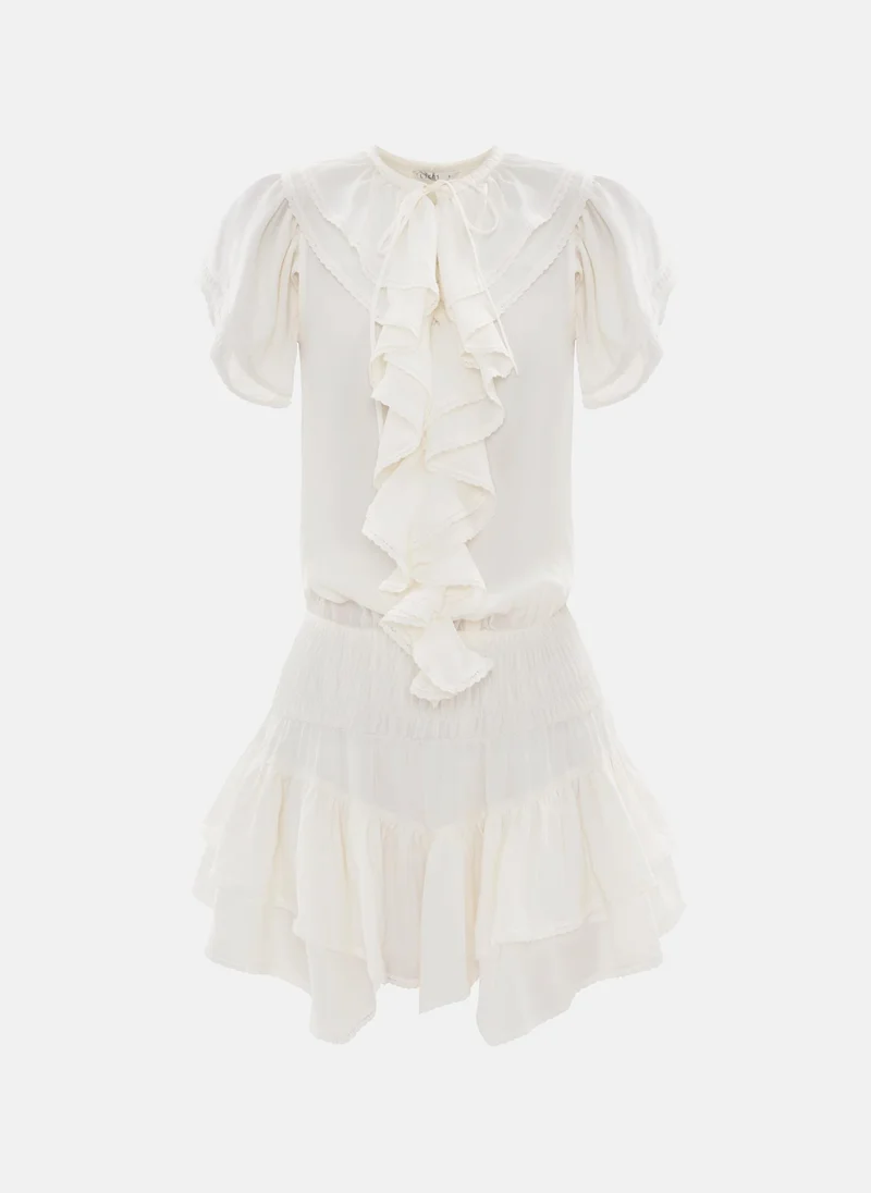 Lichi Mini dress with voluminous collar and short sleeves