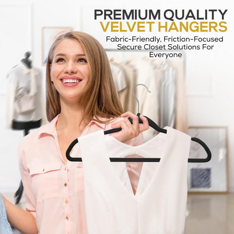 Techzoo Premium Velvet Hangers 30 Pack Ultra Thin Non Slip Adult Felt Space Saving Suit Hanger for Closet Heavy Duty Coat Pants Jackets Dress Hangers 360Â° Swivel Hook Hold Upto 10 lbs Black - Image 4
