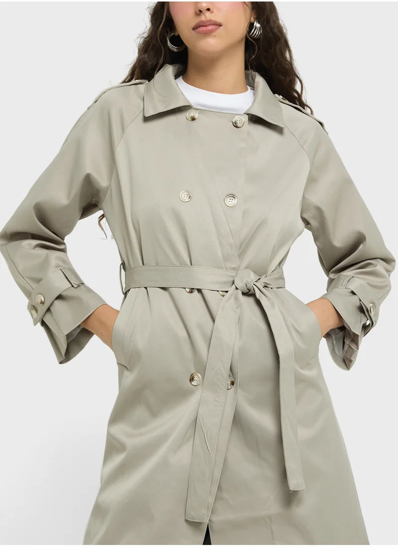 جينجر Oversize Longline Trench Coat