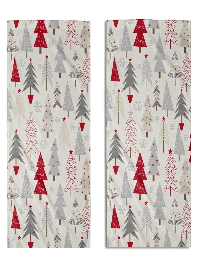 Aytipun Christmas Hand Towels for Bathroom Set of 2 Red Grey Xmas Tree Snowflakes Print Holiday Themed Decorative Handtowels Soft Absorbent Bath Towel for Home Guest Room Hotel Gym Spa - Image 1