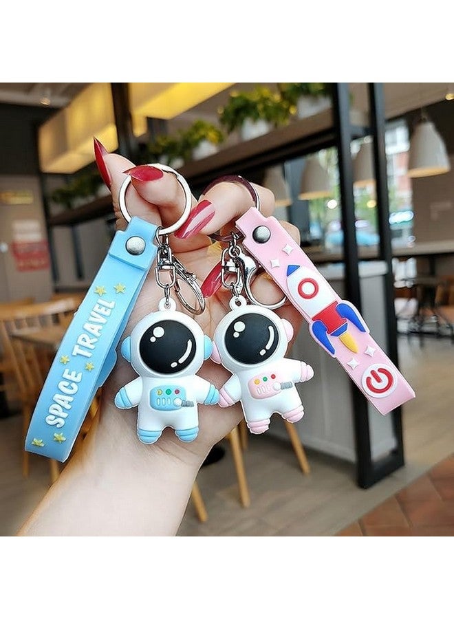 BROGBUS Metal Double Pendant Ring Design Space-Suited 3D Astronaut Keychain Keyrings for Kids Girl Car and Student Bag (Multicolor, Pack of 2) - Image 3