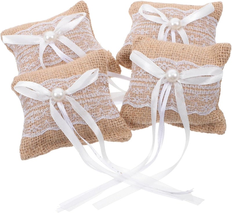 4pcs Rustic Wedding Cushion for Engagement Ceremony Bridal Photography Props Charming Decor Lightweight Versatile - Image 1