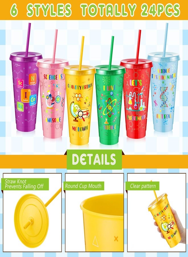 Uiifan 24 Pcs Science Party Cups Favors 24 oz Plastic Tumbler with Lid and Straw Reusable for Boys Kids Science Birthday Party Supplies Decorations - Image 3