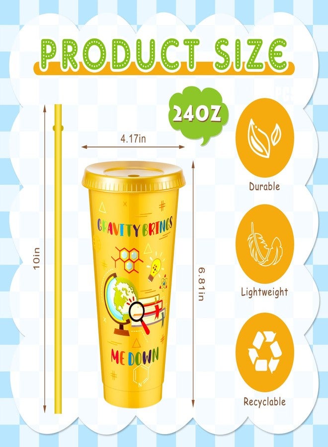 Uiifan 24 Pcs Science Party Cups Favors 24 oz Plastic Tumbler with Lid and Straw Reusable for Boys Kids Science Birthday Party Supplies Decorations - Image 2