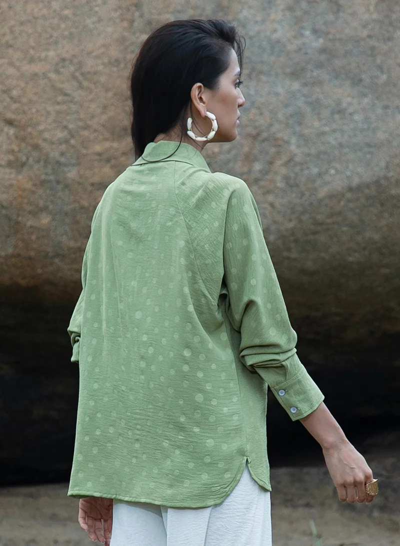 Pinacolada Women's Pistachio Green Polka Dot Shirt Women's Pistachio Green Polka Dot Shirt for Women | Best Price UAE