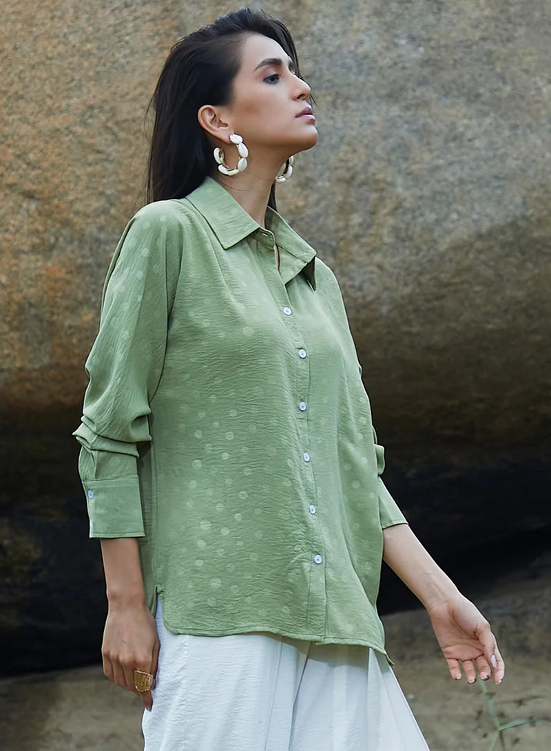 Pinacolada Women's Pistachio Green Polka Dot Shirt Women's Pistachio Green Polka Dot Shirt for Women | Best Price UAE