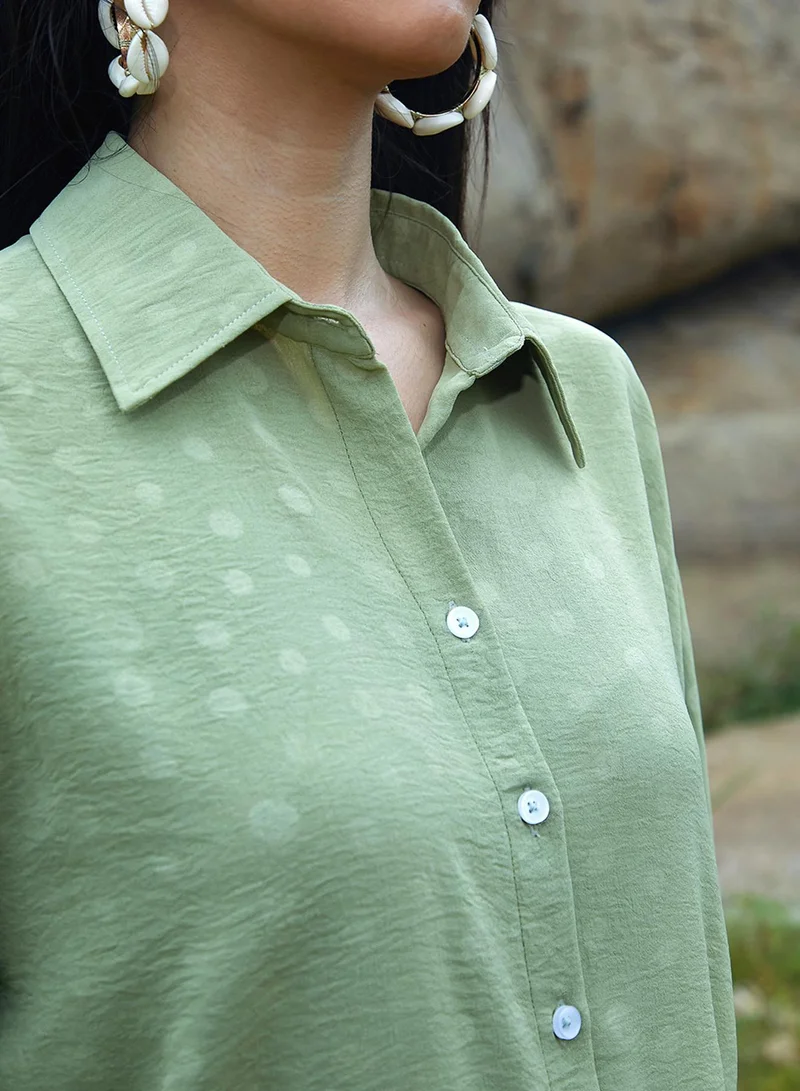 Pinacolada Women's Pistachio Green Polka Dot Shirt Women's Pistachio Green Polka Dot Shirt for Women | Best Price UAE