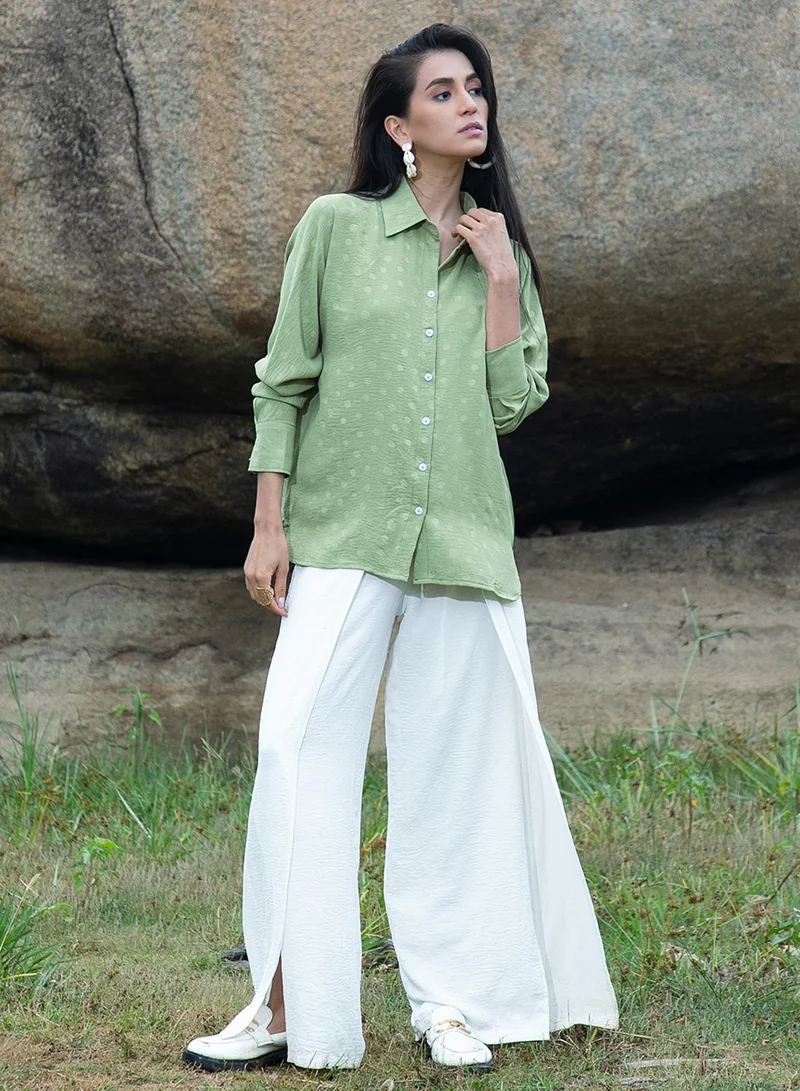 Pinacolada Women's Pistachio Green Polka Dot Shirt Women's Pistachio Green Polka Dot Shirt for Women | Best Price UAE