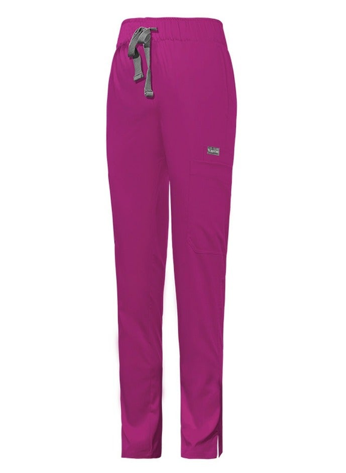 Loquat Medical Uniform Scrubs Pants Unisex Elastic Waist Pants Workwear Rose Pink 