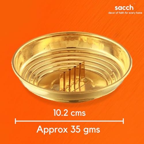 SACCH Pure Brass Agarbatti Stand with 5 Holes | 10.2cm Wide Ash Catcher Tray | Mess-Free Incense Holder for Pooja & Gifting | Small Brass Pooja Accessories (Standard ~35g, Pack of 1) - Image 4