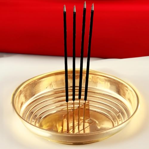 SACCH Pure Brass Agarbatti Stand with 5 Holes | 10.2cm Wide Ash Catcher Tray | Mess-Free Incense Holder for Pooja & Gifting | Small Brass Pooja Accessories (Standard ~35g, Pack of 1) - Image 2