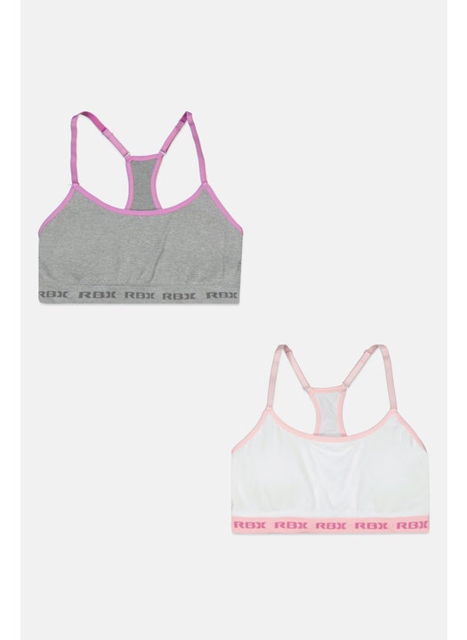 Kids Girl 2 Pack Lightly Padded Seamless Sportswear Bra, Grey