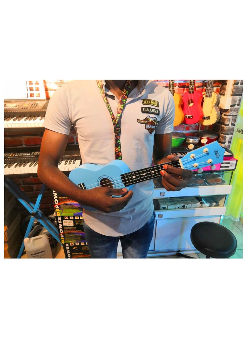 Mike Music 21inch ukulele with Bag, Strap, Pick, and Extra Strings (Blue)  - Image 5