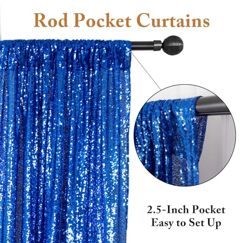 ShiDianYi 8 X 8, Ready to Dispatch,Sequin Backdrops, Sequin Photo Booth Backdrop, Party Wedding Sparkling Photography Prop (8ftx8ft, Royal Blue) - Image 3