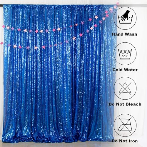 ShiDianYi 8 X 8, Ready to Dispatch,Sequin Backdrops, Sequin Photo Booth Backdrop, Party Wedding Sparkling Photography Prop (8ftx8ft, Royal Blue) - Image 5