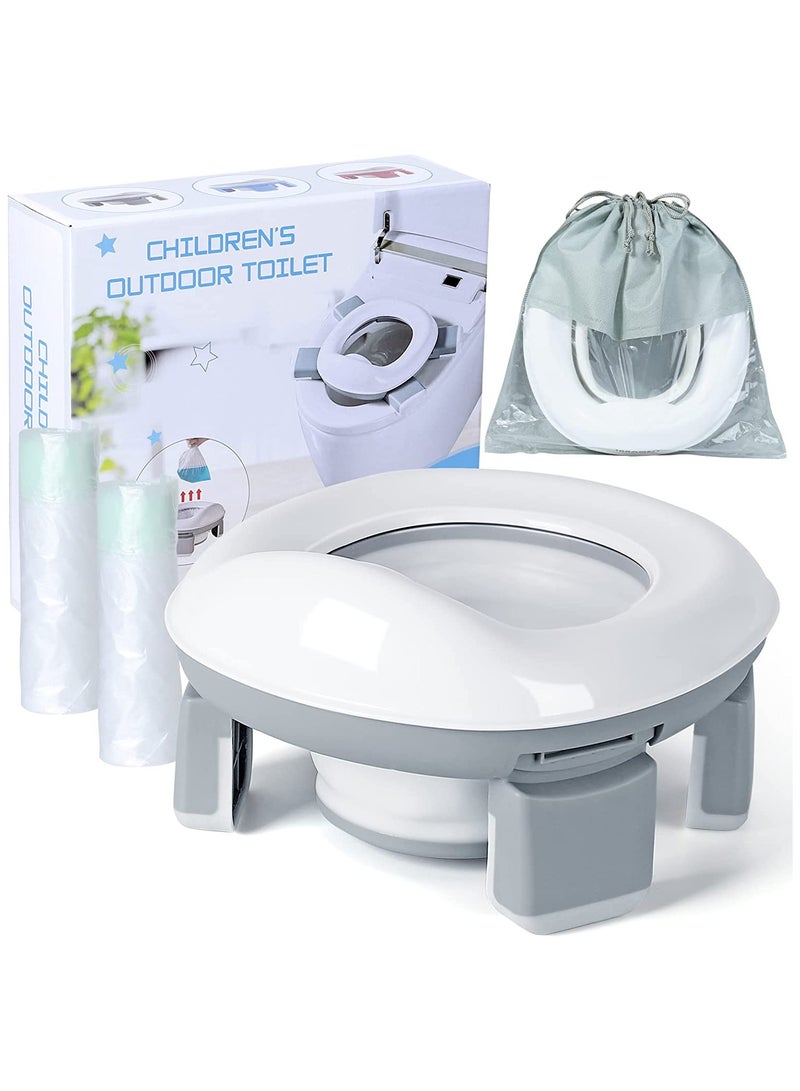 NNEWVANTE Portable Potty Training Toilet for Boys and Girls with Storage Bag - Foldable Travel Potty Chair, Indoor and Outdoor Potty Seat for Toddlers, Easy to Clean(GREY) - Image 1