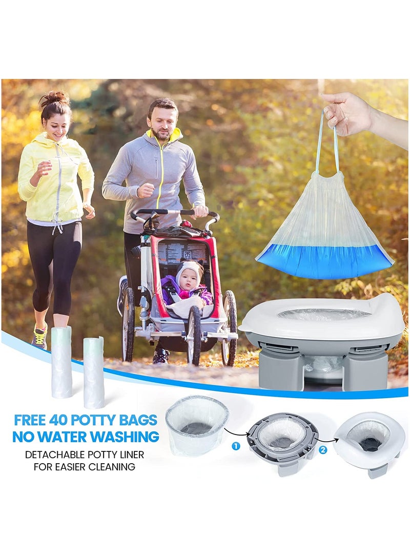 NNEWVANTE Portable Potty Training Toilet for Boys and Girls with Storage Bag - Foldable Travel Potty Chair, Indoor and Outdoor Potty Seat for Toddlers, Easy to Clean(GREY) - Image 4
