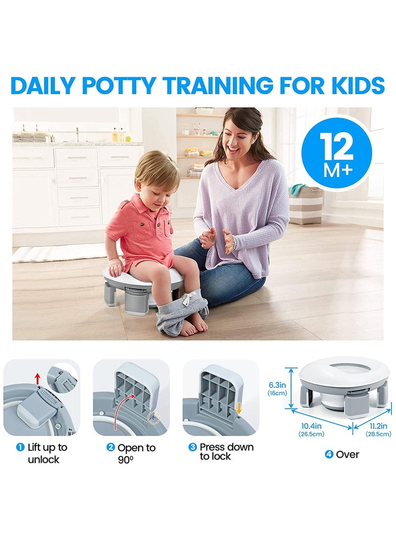 NNEWVANTE Portable Potty Training Toilet for Boys and Girls with Storage Bag - Foldable Travel Potty Chair, Indoor and Outdoor Potty Seat for Toddlers, Easy to Clean(GREY) - Image 5