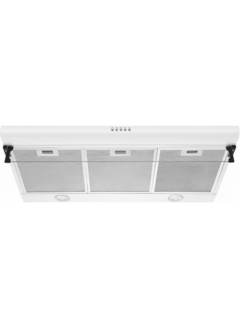Admore 90cm Slim Cooker Hood (White) - Under Cabinet Range Hood with 3-Speed Fan, 2 LED Lights & Carbon Filter - Convertible (Ducted or Recirculating) - Image 1