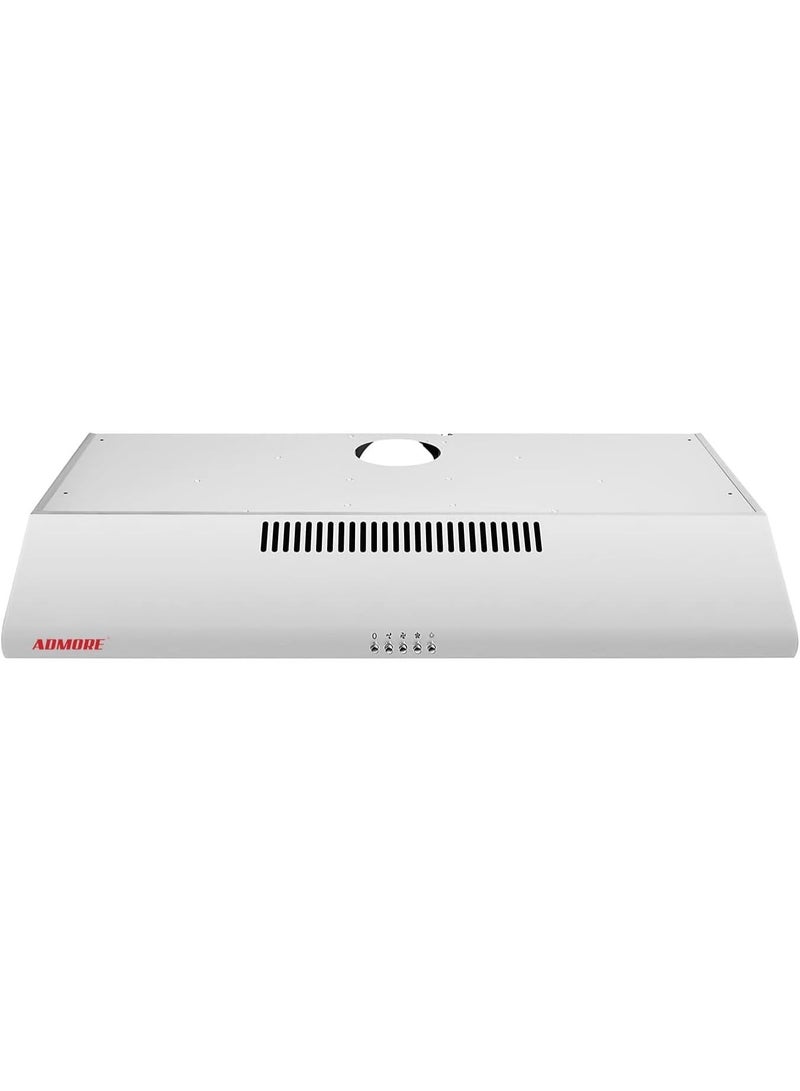 Admore 90cm Slim Cooker Hood (White) - Under Cabinet Range Hood with 3-Speed Fan, 2 LED Lights & Carbon Filter - Convertible (Ducted or Recirculating) - Image 5