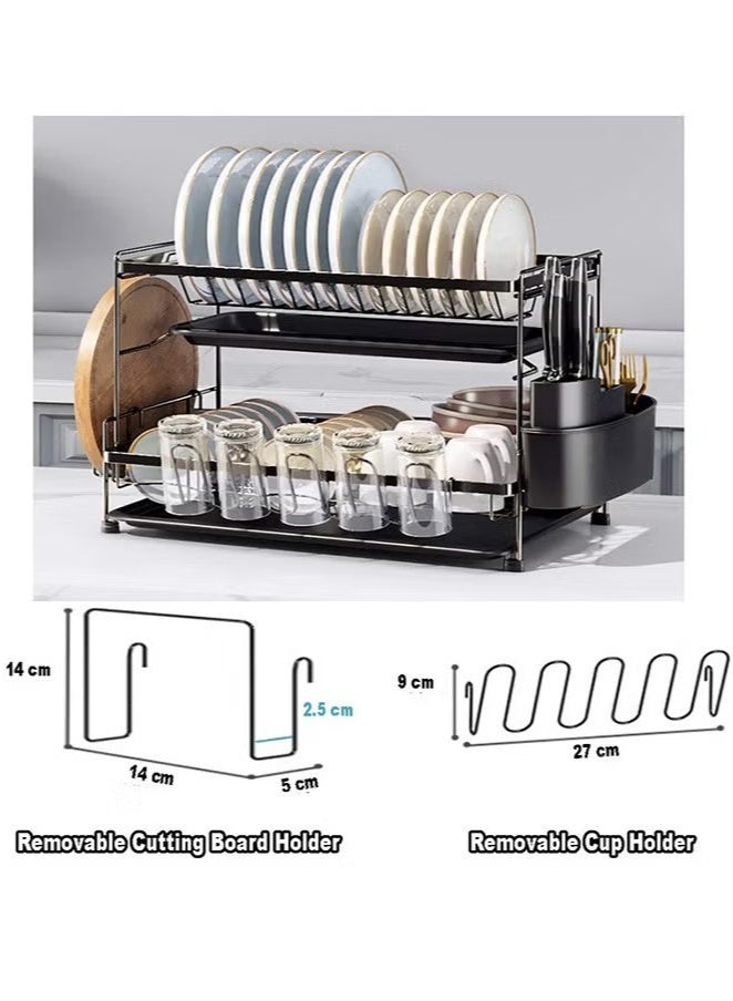 Beauenty Drain rack 2 layers large capacity with removable cutting board rack cutlery rack cup rack suitable for large kitchen dish drying rack - Image 5