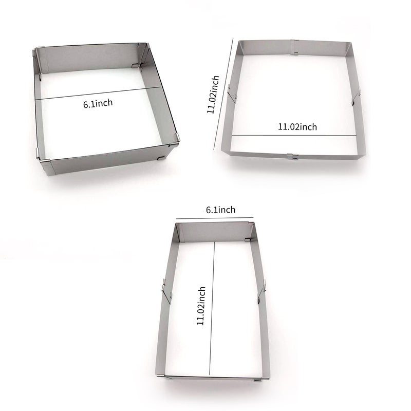 Cake Stainless Steel Adjustable Cake Ring Square Shaped Mousse Cake Cutter Baking Pastry Baking Tool for Birthday Cake Party Dessert Restaurant Kitchen Gadgets Dishwasher Safe - Image 4