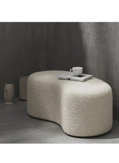 Wooden Twist Wnzzy Stylish Soft Boucle Upholstery Entryway Shoe Changing Stool Bench Ottoman  - Image 1