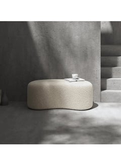 Wooden Twist Wnzzy Stylish Soft Boucle Upholstery Entryway Shoe Changing Stool Bench Ottoman  - Image 3